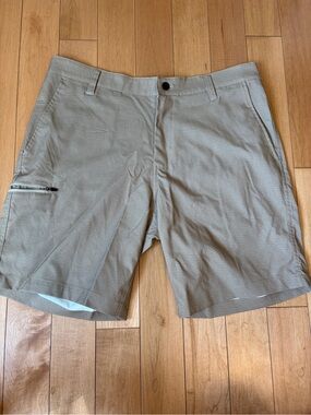Hawke & Co Beige Hybrid Walkshorts with Zip Pocket